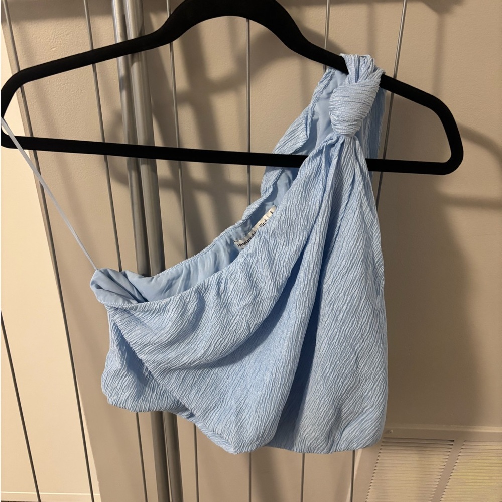 Abercrombie & Fitch Sky Blue Textured Cropped Blouse and maxi skirt